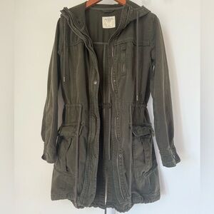 A&F Abercrombie & Fitch Jacket Hooded Utility Jacket Size XS Olive Hooded coat